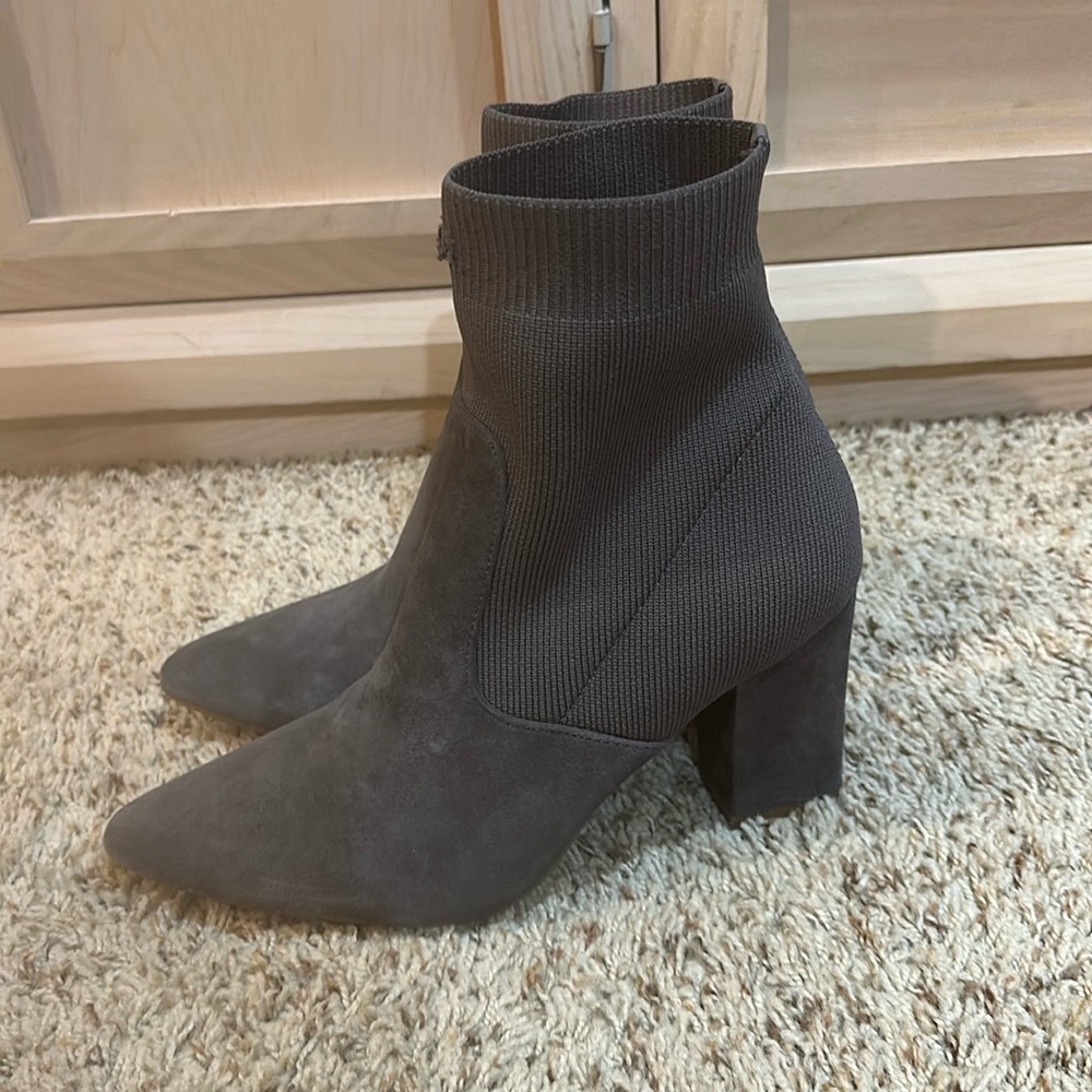 Steve Madden Boots Womens Reece Sock Bootie Gray Fabric Pull On